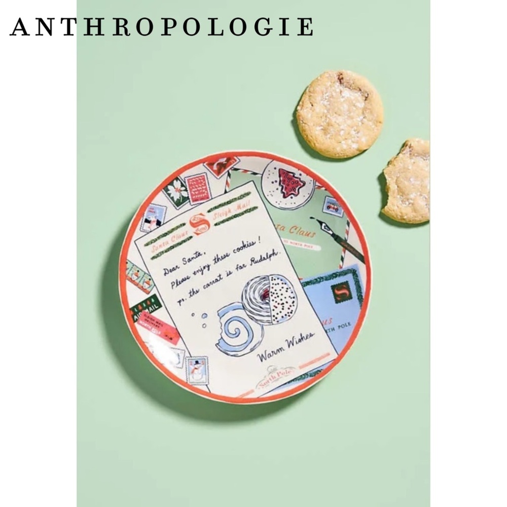 Anthropologie George & Viv Dear Santa Dessert Plate